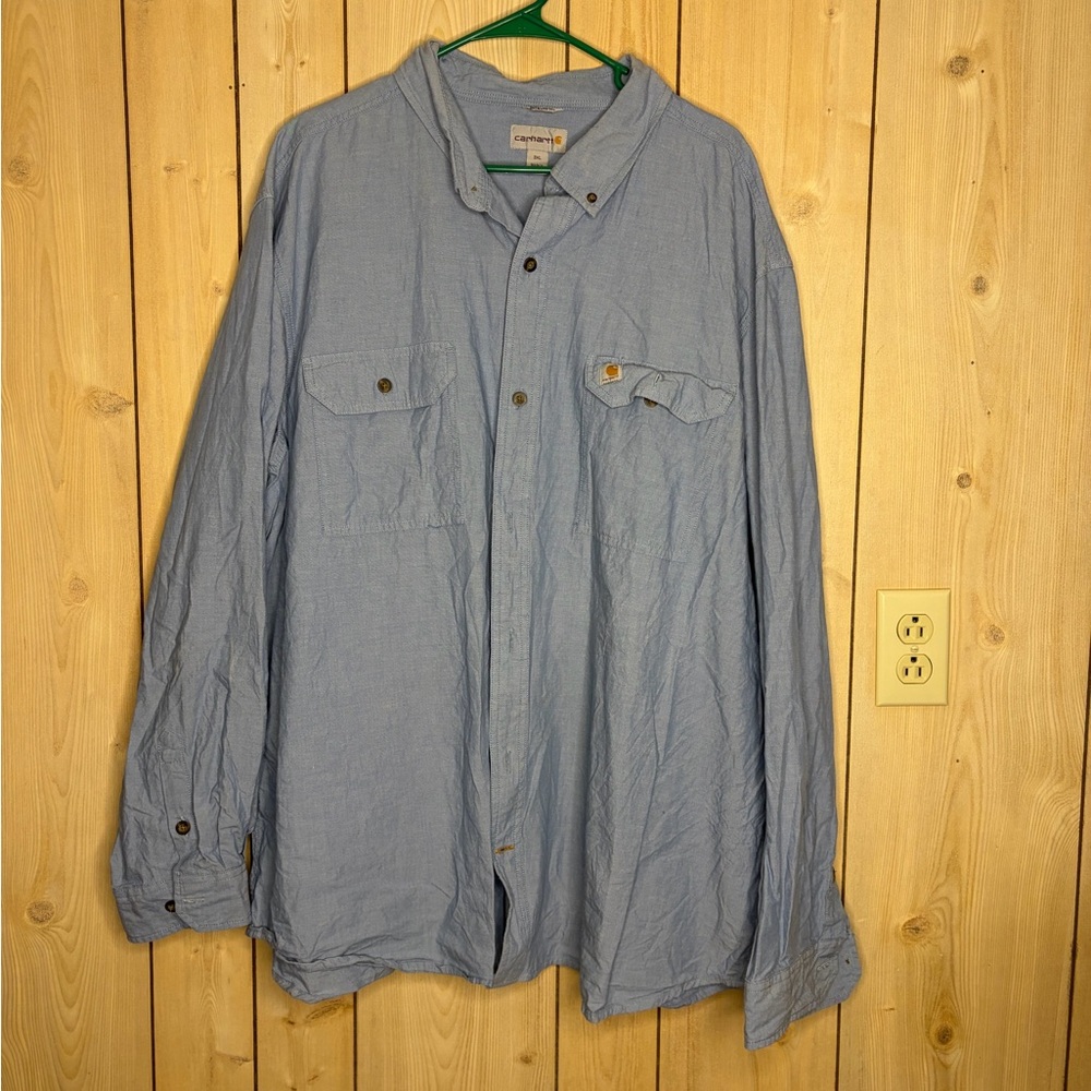 Carhartt Light Blue Relaxed Fit Button-Up Work Shirt